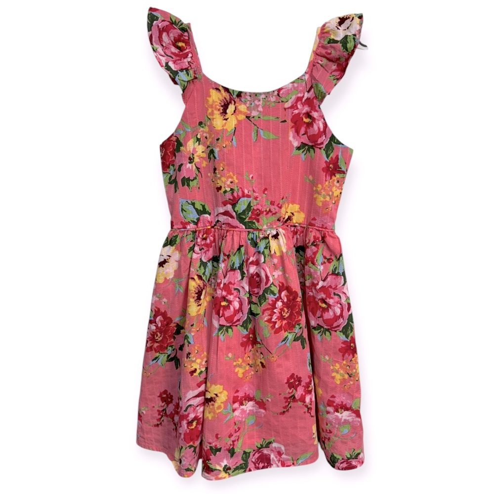 Pink Ruffled Tiered Sundress with‎ Flutter Sleeves